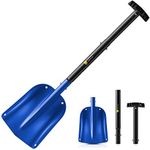 ORIENTOOLS Snow Shovel with 3 Piece Collapsible Design, Aluminum Lightweight Sport Utility Shovel, 26''-32'' Portable and Adjustable Snow Shovel for Car, Camping, Garden (9" Blade, Blue)