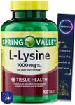 L-Lysine Amino Acid Supplements, Spring Valley 1000 mg, 100 Count and Bookmark Gift of YOLOMOLO