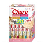 Ciao Churu by INABA Cat Treat - Seafood Variety Box - 1 Pack (20 x 14g total) / Soft & Creamy Cat Treat, Delicious & Healthy Snack, Purée Food Topper, Natural, Grain Free