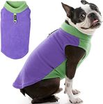 Gooby Half Stretch Fleece Vest Dog Sweater - Purple, Large - Warm Pullover Fleece Dog Jacket with D-Ring Leash - Winter Small Dog Sweater Coat - Cold Weather Dog Clothes for Small Dogs Boy or Girl