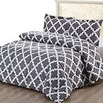 ComfyWell Single Duvet - Printed Comforter Bedspreads, Coverlets & Sets, 1 Pillowcases Warm and Anti Allergy All Season Coverless Duvet, Throws For Bed. (Single (135x200cm), Grey)