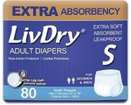 LivDry Adult Incontinence Underwear, Extra Absorbency Adult Diapers, Leak Protection, Small, 80-Pack