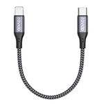 RAVIAD USB C to Lightning Cable Short 50CM, [MFi Certified] iPhone Charger Cable Nylon PD Fast Charging USB C Lightning Cable Compatible with iPhone 14 13 12 11 Pro Max Mini X XS XR 8 8Plus - Grey