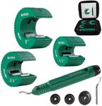 XUNTUI Copper Pipe Cutter Set - 3pcs Copper Tube Cutter, 1/2-3/4-1" Aluminum Brass Tube Cutters with Deburring Tool, Spare Wheels & Blade, Storage Case