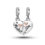 Luluadorn Rose Gold Heart Love Mother Son Puzzle Charm Compatible with Pandora Charms Bracelets