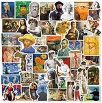 52 Pcs Aesthetic Famous Painting Stickers, Van Gogh Art Stickers for Laptop, Water Bottles, Bicycle, Skateboard, Computer, Waterproof Vinyl for Wall, Graffiti Stickers Pack