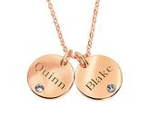 1-5 Personalized Circle Disc Necklace Custom Engraved with Name, Birthstone and Back Date Necklace 925 Sterling Silver/Copper