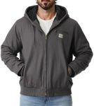 TUAOVA Men's Work Coat Washed Duck Fleece Lined Waterproof Workwear Fit Relaxed Winter Hooded Active Jacket(Dark Grey,3XL)