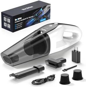 Handheld Vacuum Cordless, Ultra-Strong Suction Car Vacuum Portable Cordless, Rechargeable Hand Held Car Vacuum Cleaner High Power with Brushless Motor&Washable Filter for Car, Home, Pets, White&Black