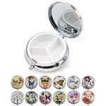 2 Pack of Pill Boxes Medicine Box Round Metal Pill Box for Medicine (Random Pattern)