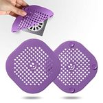 2 Pack Drain Hair Catcher Silicone Drain Protector Bathroom Accessories Hair Stopper Drain Cover for Shower Kitchen Bathroom Tub Deep Purple