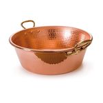 Mauviel M'Passion 1.2mm Hammered Copper Jam Pan with Brass Handles, 9.4-qt, Made in France