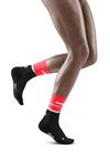 Womens Crew Cut Athletic Performance Running Sock - CEP Mid Cut Socks, 4.0 - Pink/Black, 3