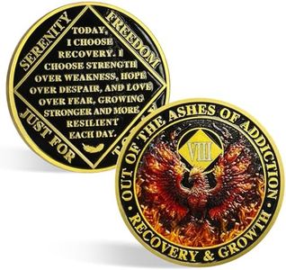 CHURYUML 8 Year NA Medallions Phoenix Recovery Chip Out of The Ashes of Addiction NA Sobriety Coin Narcotics Anonymous Gifts Sobriety Addiction Recovery Gifts Narcotics Anonymous Coin