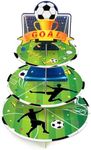 WERNNSAI Soccer Cupcake Stand - 3 Tier Soccer Themed Birthday Party Decorations Tray Desert Cupcake Holder Stand Sport Party Supplies for Boys Birthday Party Soccer World Cup Sports Events
