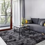 SOANNY Living Room Large Rug, Soft Fluffy Lounge Rugs For Living Room Bedroom Dorm Nursery Kids Room, Luxury Tie-dyed Shag Throw Area Rug Decor Carpet, Dark Grey, 120x180 cm