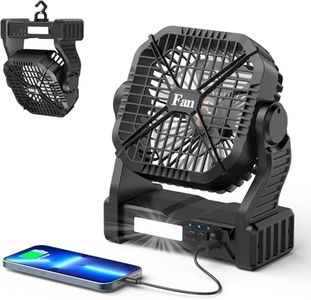 Qoosea Ventilateur de Camping Portable Tente Ventilateur 8000mAh 3 en 1 Ventilateur de Tente Extérieure avec Lumière LED de Classe 3 à 4 Vitesses pour la Pêche en Plein air de Voyage de Tente