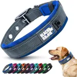Black Rhino - The Comfort Collar Ultra Soft Neoprene Padded Dog Collar for All Breeds - Heavy Duty Adjustable Reflective Weatherproof (Large, Sport Blue/Bl)