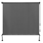 Amagenix Outdoor Roller Shades, 220GSM HDPE Exterior Cordless Patio Shades Roll Up Outdoor Blinds for Porch Gazebo 7'(W) x 8'(H), Spliced of Two Sections, Grey