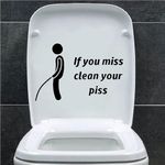 If You Miss Funny Toilet Seat Sticker Bathroom Cute Wall Decal - Bathroom Accessory (Black)