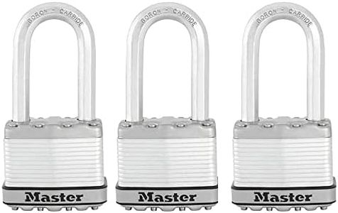 Master Lock M1XTRILH Magnum Laminated Steel Padlock with Shackle, 45 mm Size (Pack of 3)