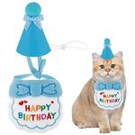 Amaxiu Small Dog Cat Birthday Hat Scarf Set, Cute Pet Birthday Bandana Party Supplies Puppy Happy Birthday Decorations Embroidered Birthday Gift for Girls Boys Kitten Dog(Blue)