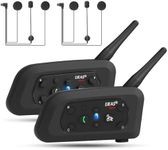 EJEAS V6 Pro+ Motorcycle Helmet Bluetooth Intercom, Upgraded Bluetooth 5.1 Motorbike Riding Communication System with Type-C Interface for 6 People Connected & 2 People Intercom (2 Pack)