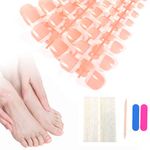 JSRQT 120 Pieces French Fake Toenails Tips, 12 Size Press on Toenails Glossy Square Short Artificial French Toenails, Full Cover Acrylic Fake Toenails with File for Women Girls Nail DIY Art