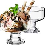 MARTVIA 300ML Ice Cream Glasses Cups Dishes for Desserts, Milkshake,Fruit and Pudding Glass Serving Bowls, Perfect for Home, Restaurants and Parties Dishwasher Safe (Crystal Cups - A, Set of 2)