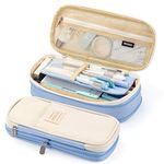 EASTHILL Big Capacity Pencil Pen Case Office College School Large Storage High Capacity Bag Pouch Holder Box Organizer Light Blue (Cotton Blue)