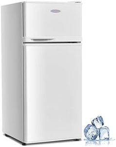 KOTEK Mini Fridge with Freezer, 3.4 Cu.Ft Compact Refrigerator/Freezer Cooler w/ 7 Settings Temperature Adjustable, Removable Shelves & 2 Doors, Mini Fridge for Bedroom/Dorm/Apartment/Office (White)
