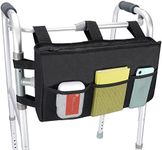 supregear Walking Frame Bag, Durable Folding Rollator Walker Acessories Pouch Tote Organizer for Walker Rollator and Wheelchair, Machine Washable, Black