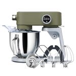 Kraftsman Full Metal Stand Mixer, 5L Kitchen Food Mixer for Baking with Stainless Steel Dough Hook, Whisk, Beater, Flexible Beater, Universal Attachment Hub, 8 Speeds & Timer Function (Green)
