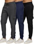 PURE CHAMP Mens 3 Pack Fleece Active Athletic Workout Jogger Sweatpants for Men with Zipper Pocket and Drawstring Size S-3XL, Set7, X-Large
