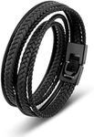 SERASAR Mens Leather Bracelet 40cm Black Bracelet Men Gift-Box Genuine-Leather Braided Adjust-Able Magnetic-Clasp Multi-Layer Wrap Rope Man Mans Boy Boys Mens Bracelets Jewelry Magnet Accessories