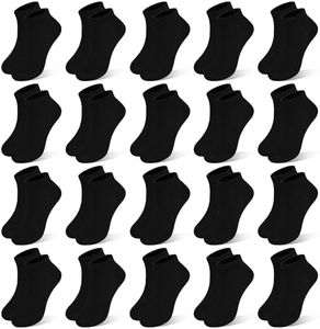 ZERULETS Kids Socks, 20 Pairs Low Cut Ankle Socks Short Athletic Socks for Boys Girls Toddler 1-13 Years(Black,7-10 Years)