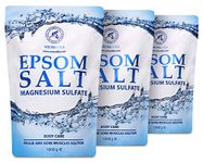 Epsom Salts Bath 3kg - 3000g - 100% Pure & Natural Epsom Salt - Concentrated Magnesium Sulphate - Soothing & Relieves Sore Muscles - Relaxation & Detoxifying - Body Care - Heals - Best Good Sleep