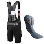 RISESBIK Men's Cycling Bib Shorts Cargo Bibs 4 Pockets Road Bike Bibs Shorts Bicycle Shorts Long Travel 3D Padded, UPF50+, Black-italy Pad, XX-Large