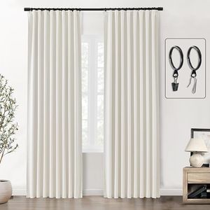 SHINELAND Cream 94 Inches Long Room Darkening Thermal Insulated Blackout Curtains Back Tab/Rod Pocket,2 Panels