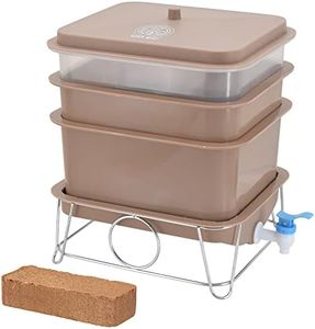 Worm Nerd 4-Tray Worm Composting Bin Kit with Coco Coir Brick for Recycling Food Waste, Worm Castings, Worm Tea, Vermiculture and Vermicomposting