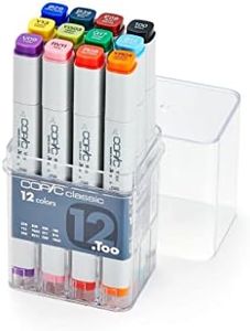 COPIC Classic Coloured Marker Pen - Set of 12 (Basic), for Art & Crafts, Colouring, Graphics, Highlighter, Design, Anime, Professional & Beginners, Art Supplies & Colouring Books