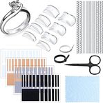 Invisible Ring Sizer Adjuster Ring Spacer Ring Guards Ring Sizer Loose Ring Size Reducer with Ring Gauge Measuring Tool Jewelry Polishing Cloth and Scissors for Man and Woman Rings (24 Pieces)