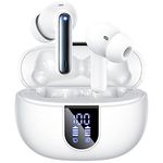 Wireless Earbuds,2024 Wireless Headphones HiFi Stereo Earphones with 4 ENC Noise Canceling Mic, 42Hs Playtime in Ear Earbud,Bluetooth 5.3 Sport Earphones with LED Power Display for Android iOS Silver