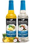 Syruvia Sugar-Free Fruit Flavors Variety Pack Pineapple & Coconut Syrup - 0 Calorie - for Tea, Italian Sodas, Beverages, Desserts, Ice Cream, Cocktails & Mocktails, Kosher, 25.4 fl oz. (2-Pack)