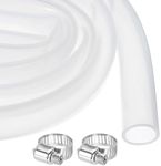 MECCANIXITY 20ft Clear Silicone Rubber Tubing 5/8" ID Plastic Tube Flexible Air Hose for Brewing, Wine Making, Pump Siphon, 16mm x 20mm, with 2pcs Clamps