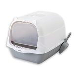 Foodie Puppies Litter Box with Scooper (Dome Cat Tray) (38 x 26 x 36 cm) | Training Cat Litter Tray for Small to Medium Cats, Kittens, and Puppies | Potty/Poo Training Box with Door & Handles