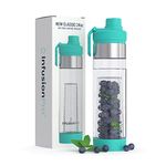 Infusion Pro 24 oz Fruit Infuser Water Bottle with Twist Cap Lid : Insulated Sleeve & Infused Water Recipe eBook : Bottom Loading Water Infuser for More Flavor : Unique Gift Idea (Blue Jade, 1-Pack)