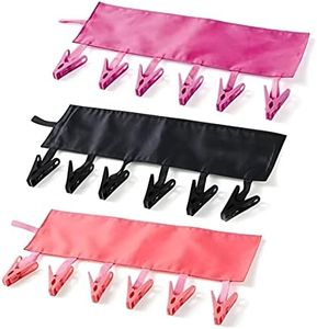 TamBee Bathroom Racks Cloth Hanger Clothespin Travel Portable Folding Cloth Socks Drying Hanger with 6 Clips Pack of 3 (Red, Black, Rose red)