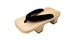 Cutey May Japanese Shoes Geta Wooden Clogs with Tabi Socks, Wood & Black, 9-10