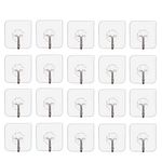 20-Pack Heavy Duty Hooks, No Surface Damage Wall Hooks-44lb/20kg(Max), Bibetter Waterproof and Oilproof Reusable Hooks for Kitchen Bathroom Office